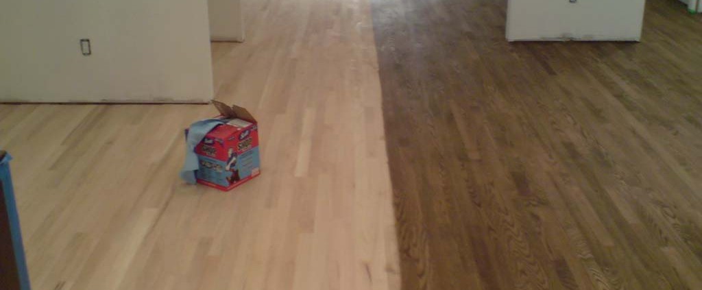 hardwood floors being stained