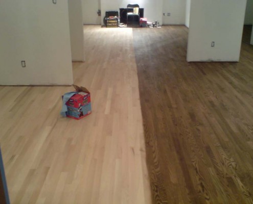 hardwood floors being stained