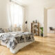 Bedroom with hardwood floor pattern