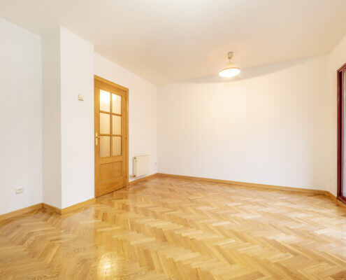 Herringbone hardwood entryway 